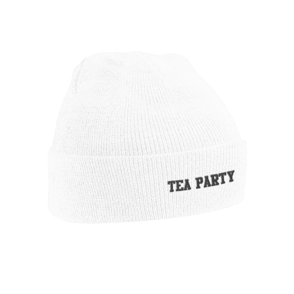 TEA PARTY WHITE BEANIE Daz Black US